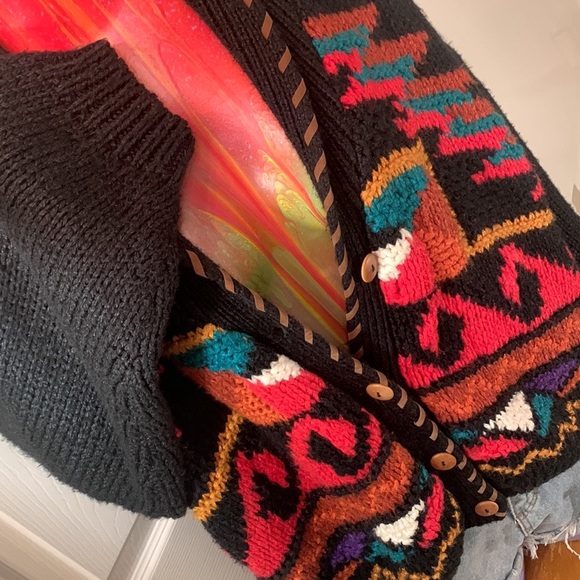 VINTAGE CAROLINA COLOURS Chunky Funky Kawaii Cute Cardigan Sweater - Picture 6 of 14